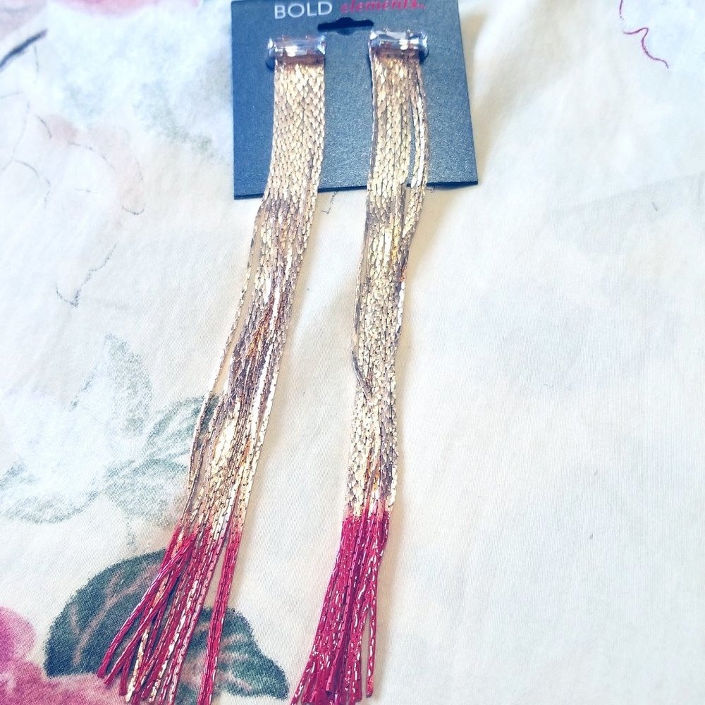 Long Fringe Ombre Look Statement Earrings